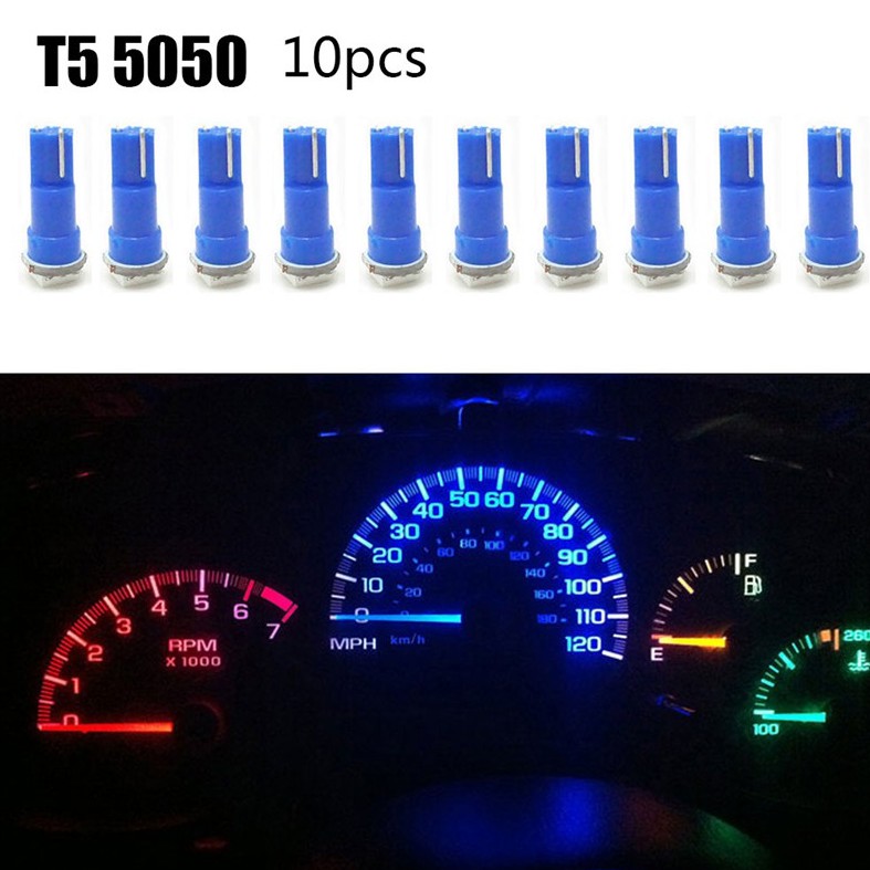 Set 10 bóng đèn led T5 5050 1SMD gắn trang trí bảng đồng hồ xe ô tô