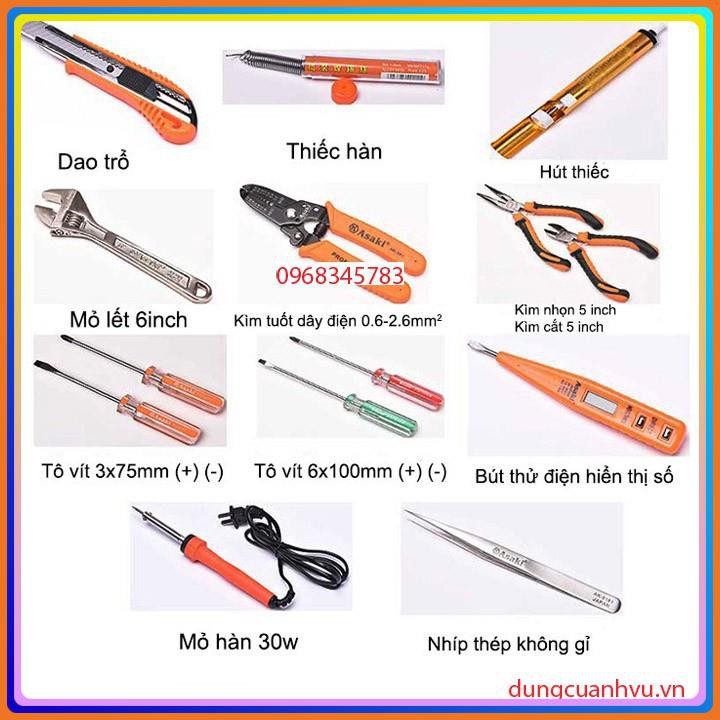 Bộ dụng cụ sửa chữa điện tử đa năng 15 chi tiết Asaki AK-9830