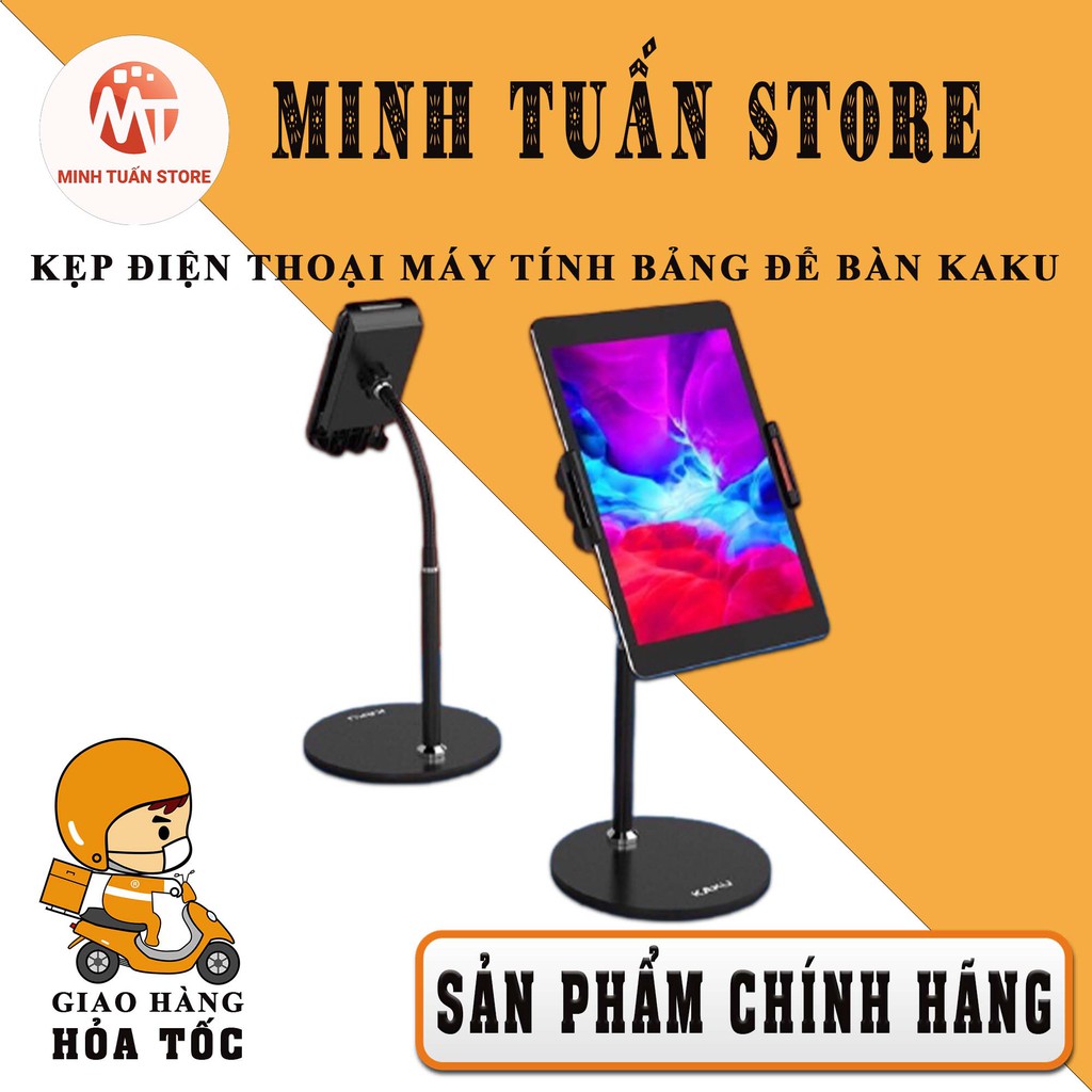 Giá đỡ kẹp điện thoại, máy tính bảng, iPad để bàn chính hãng KaKu, góc xoay linh hoạt, chắc chắn