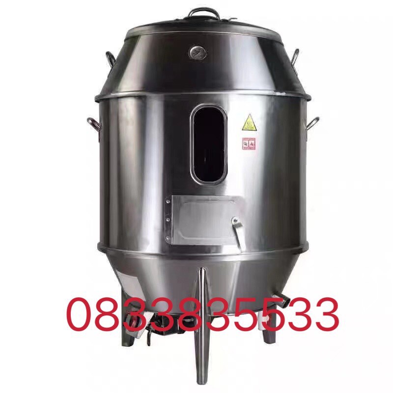 Lu quay gà vịt bếp than phi 80 inox tặng 15 móc và 15 xiên nướng