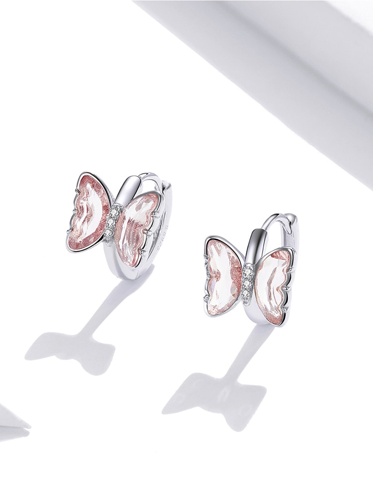 Khuyên Tai Bamoer SCE1105 Chốt Bạc Sterling 925 Hình Bướm Với Màu Sắc Bắt Mắt Quyến Rũ Cho Phái Nữ
