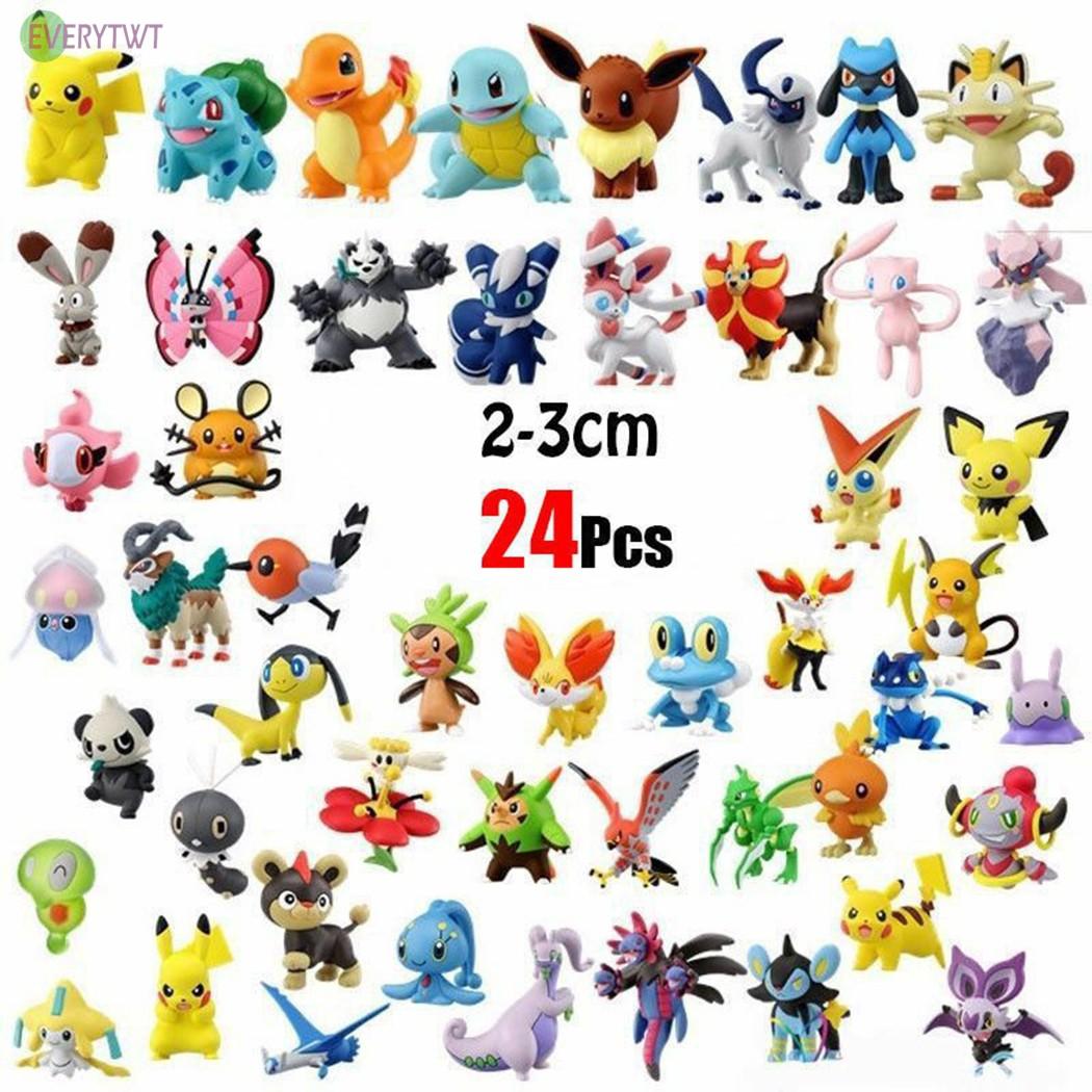 Bộ 24 Thẻ Bài Pokemon Kích Thước 2-3cm