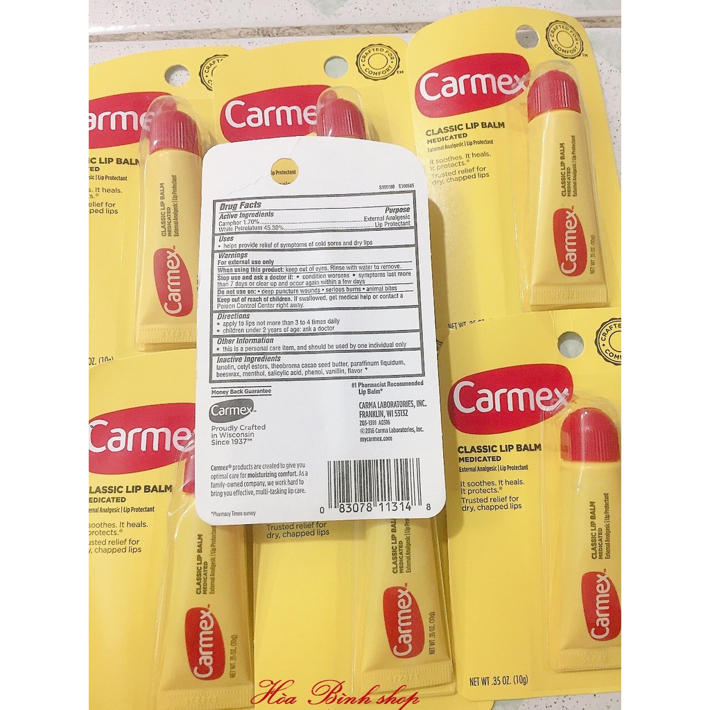 Son dưỡng chống khô môi Carmex Classic Lip Balm Medicated 10g Hàng Mỹ | BigBuy360 - bigbuy360.vn