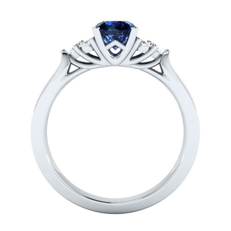 Nhẫn bạc S925 khảm đá sapphire thanh lịch thời trang