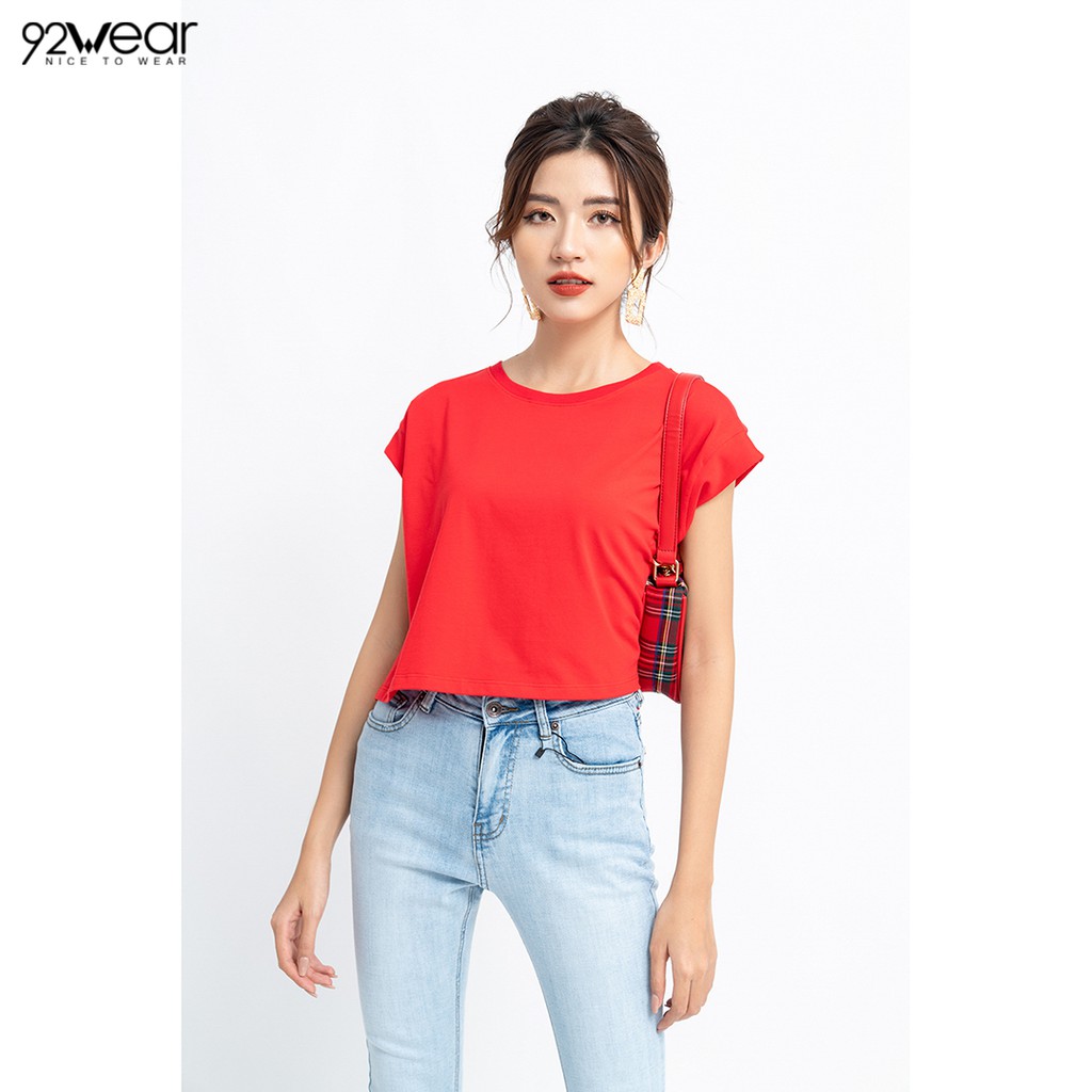 Áo thun croptop nữ 92WEAR đủ màu, đủ size, sát nách ATW0840 | BigBuy360 - bigbuy360.vn