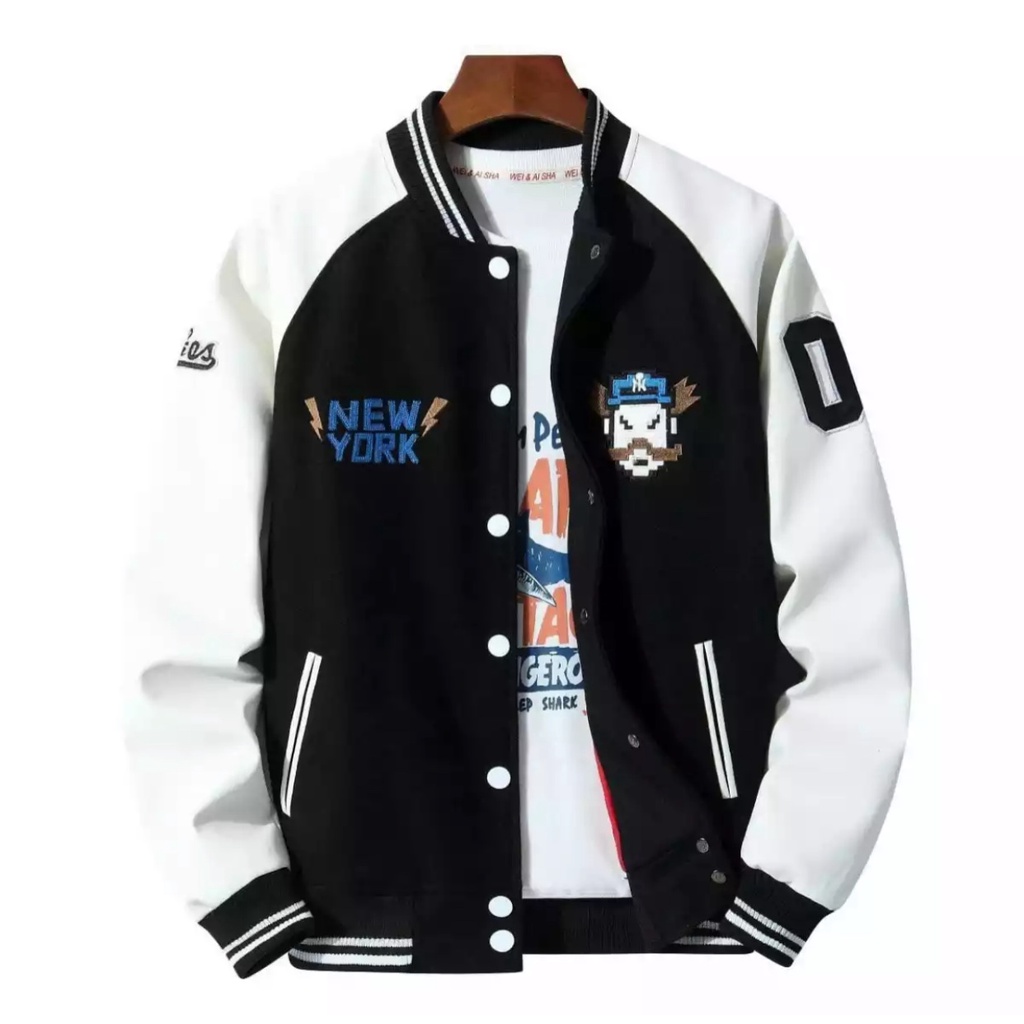 ÁO KHOÁC BOMBER NAM NỮ 2 LỚP THÊU CHỮ NEWYOCK FROM RỘNG PHONG CÁCH BÓNG CHÀY SIÊU CHẤT