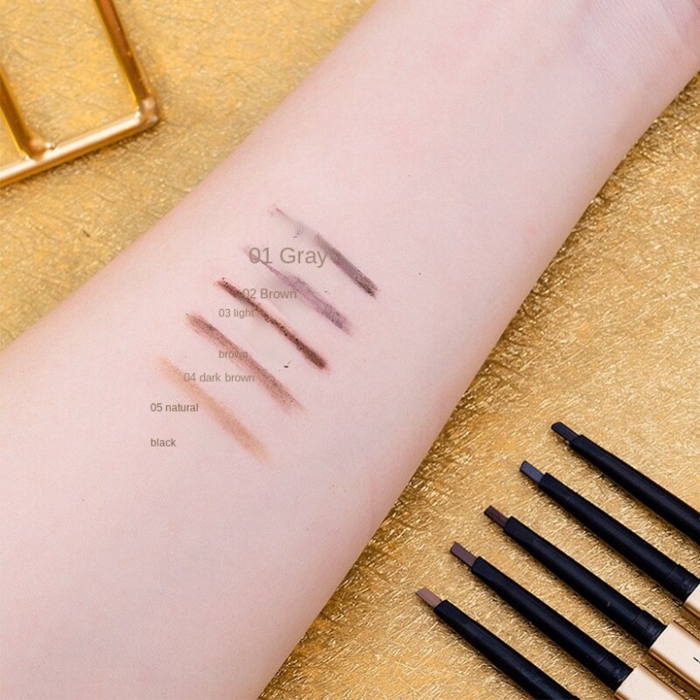 Bút Chì Kẻ Lông Mày Hai Đầu Xoay Động 2 Chiều Màu Vàng Sang Chảnh Bền Màu Yin BKM 120