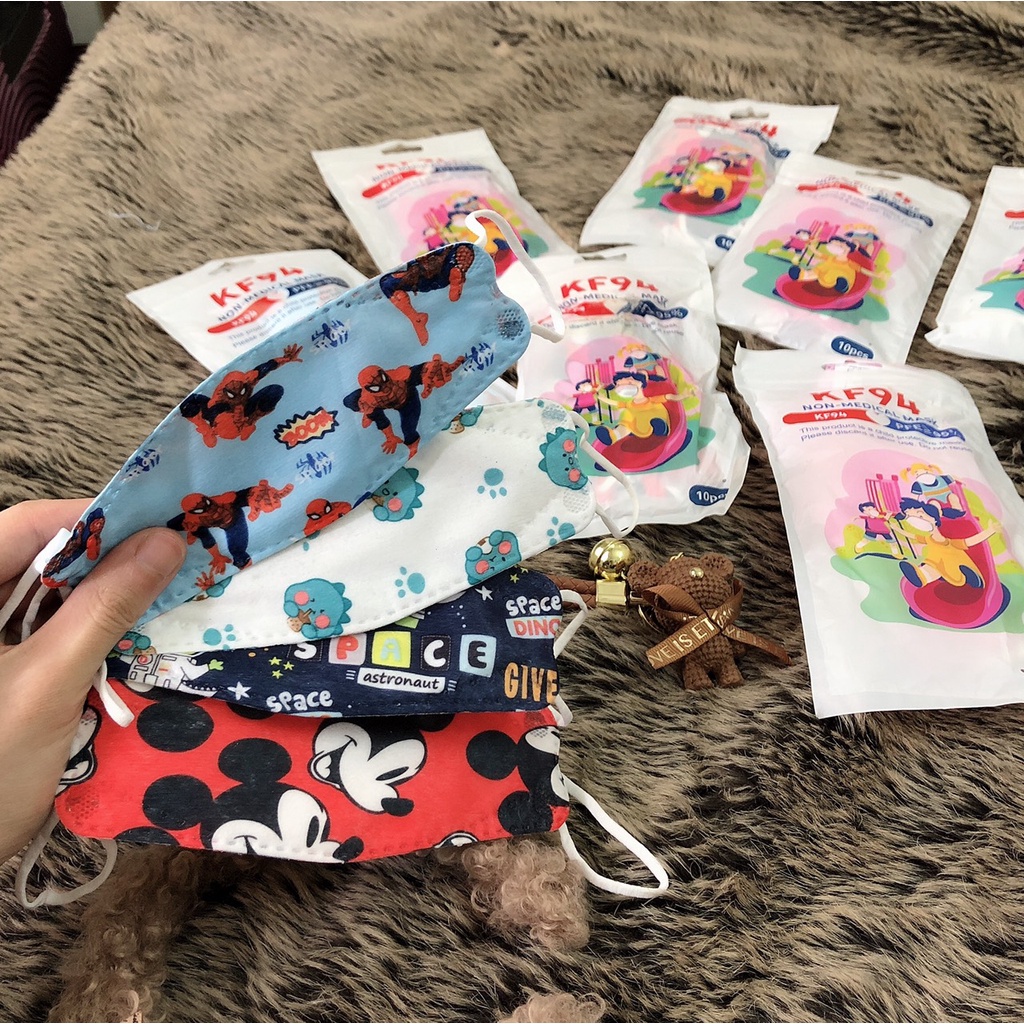 Set 10 Khẩu Trang 3D In Hình Cute Dành Cho Bé - Kháng Khuẩn, Chống Bụi Mịn Bảo Vệ Cho Bé (KT07)