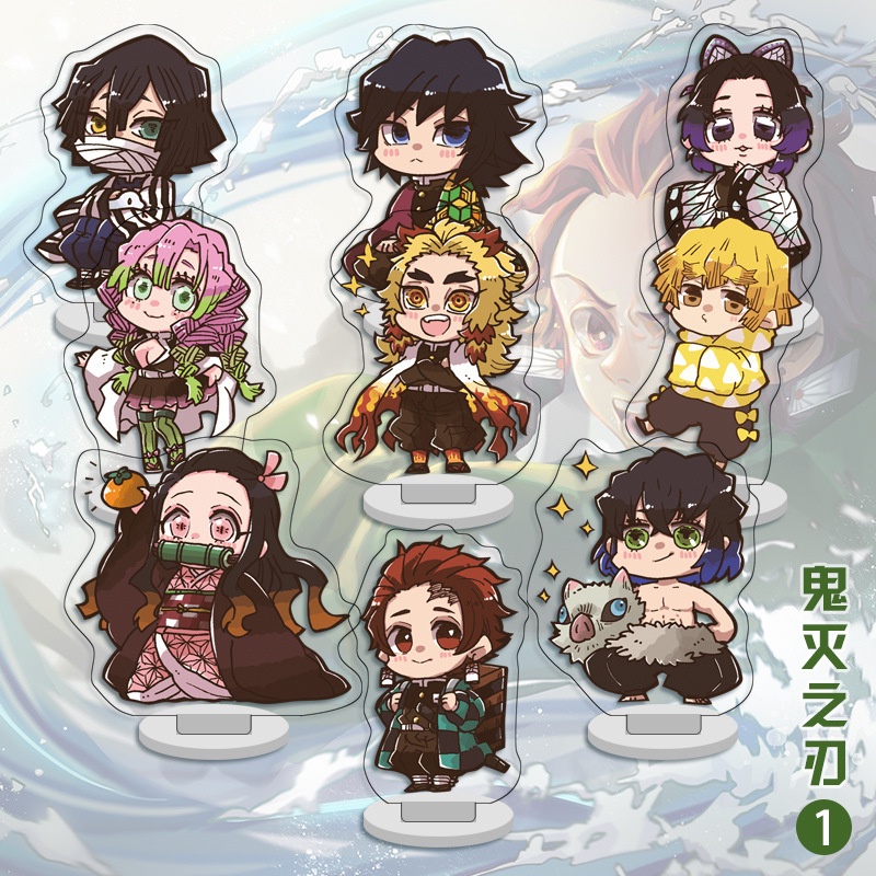 Bộ 9 Mô Hình Nhân Vật Anime Demon Slayer Mini Bằng Acrylic Kích Thước 8