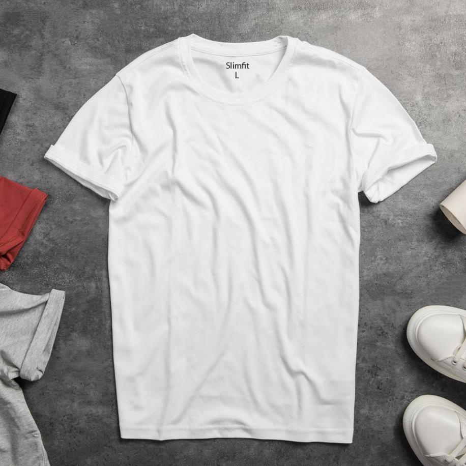 Combo 3 áo thun trơn trắng đen xám phong cách Basic vải dày mịn có size lớn