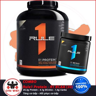 [COMBO] Tăng Cơ Bắp Hồi Phục Cơ Bắp Siêu Tiết Kiệm RULE 1 Protein 5lbs vs R1 BCAAs (30 lần dùng) - Từ Mỹ