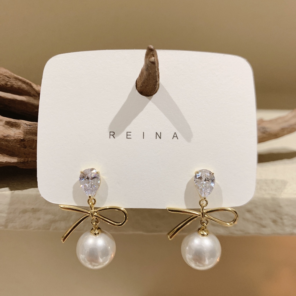 2022 Bông Tai S925 Thắt Nút Ngọc Trai Hàn Quốc Cho Nữ