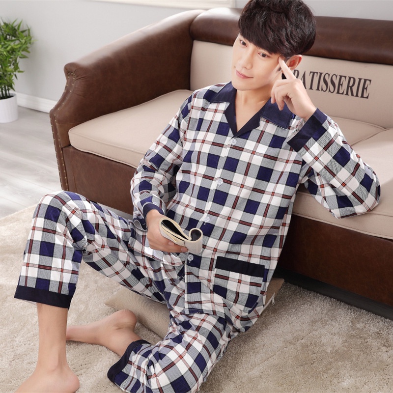 Bộ Đồ Ngủ Pijama In Họa Tiết Caro Quyến Rũ Cho Nam