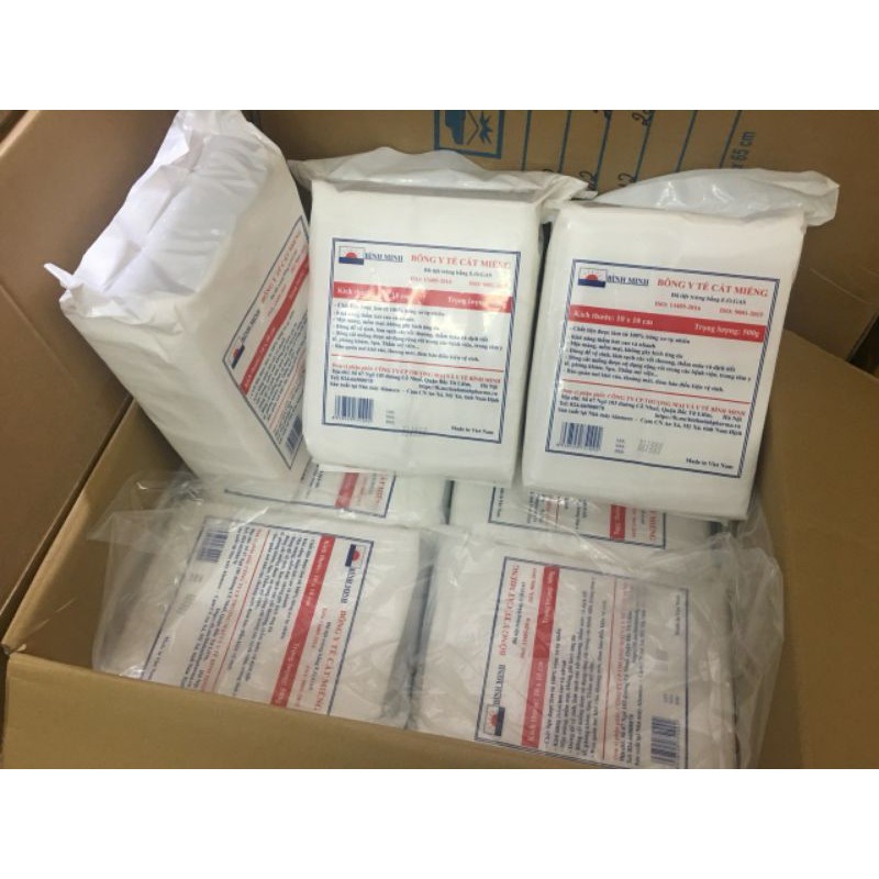 Bông cắt miếng sẵn Bình Minh  Gói 0.5kg – Bông dùng trong spa, phun xăm, vệ sinh cá nhân