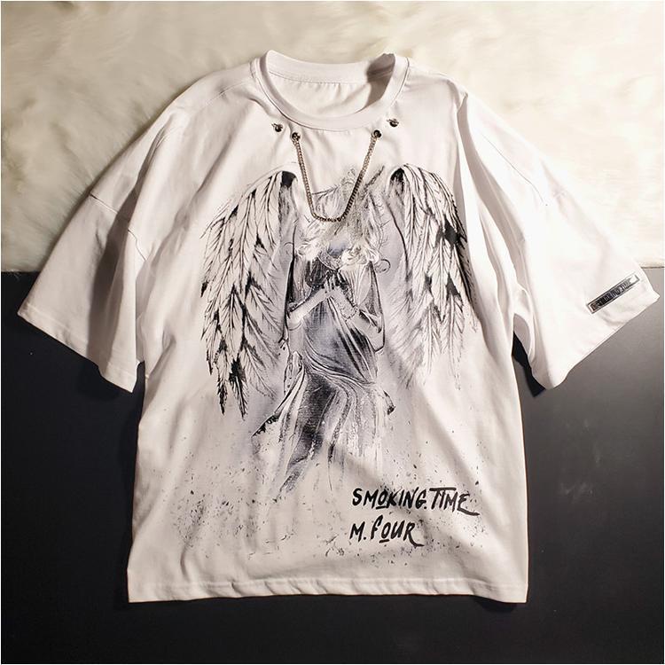 Áo thun tay ngắn dáng rộng màu nhuộm thời trang mùa hè cho nam