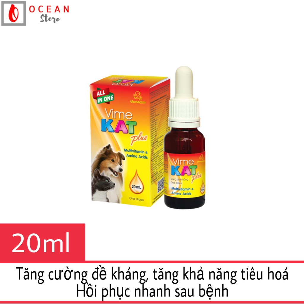 Vimekat Plus Tăng cường sức khỏe, tăng khả năng tiêu hóa, hồi phục nhanh sau bệnh cho chó, mèo (VMD) - Chai 20ml