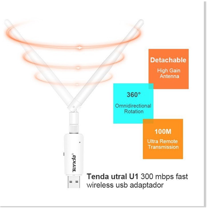 USB Thu Sóng Wifi Tenda W311MA Chuẩn N Tốc độ 150Mbps có 1 ăng ten