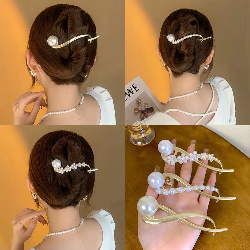 iF YOU Kẹp tóc   kiểu đuôi cá/ bướm/ ngọc trai phong cách cổ điển thanh lịch dành cho nữ