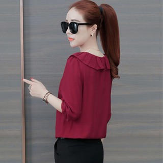 Áo sơ mi nữ cổ bèo duyên dáng