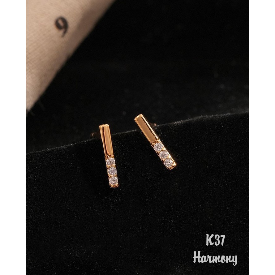 Bộ trang sức bạc khuyên tai và dây chuyền nữ mặt chữ I đá xinh xắn, sang chảnh | HARMONY ACCESSORIES VC19 K37