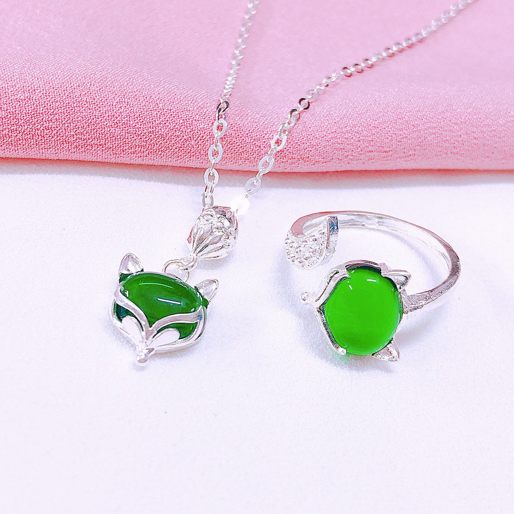 Bộ trang sức hồ ly bạc thật may mắn tình duyên 2 món dây chuyền, nhẫn/ JQN cam kết bạc chuẩn, chất lượng