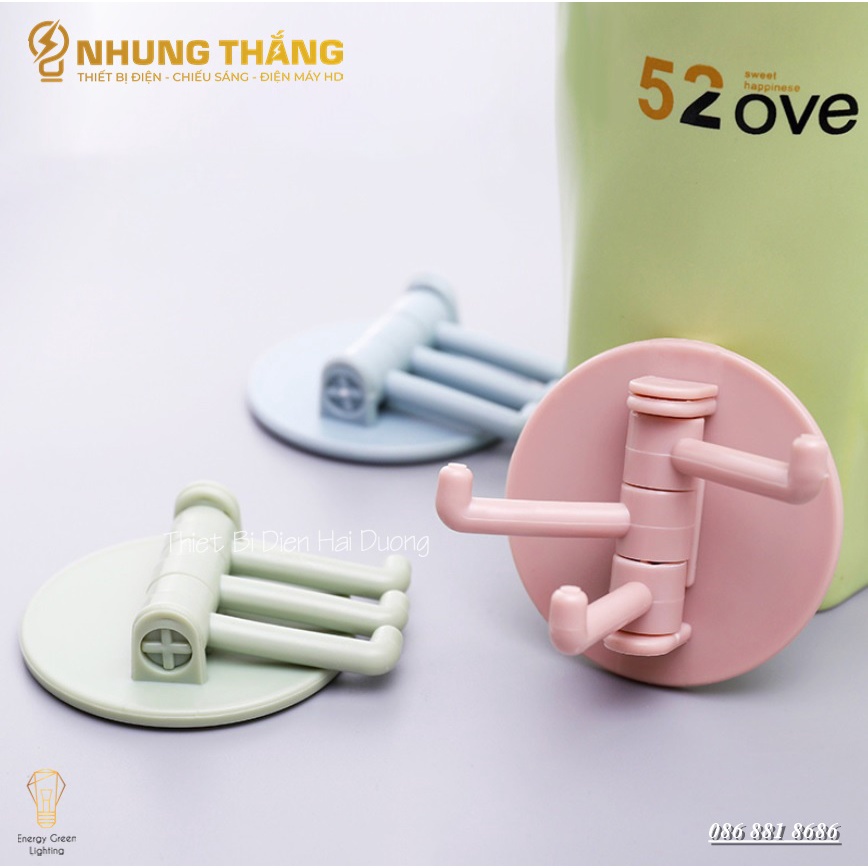 Miếng Dán Nhựa 3 Móc Treo Tường Dễ Thương - Để Chìa Khóa,Treo Quần Áo,Móc Khóa, Kính, Phụ Kiện - Màu Sắc Random
