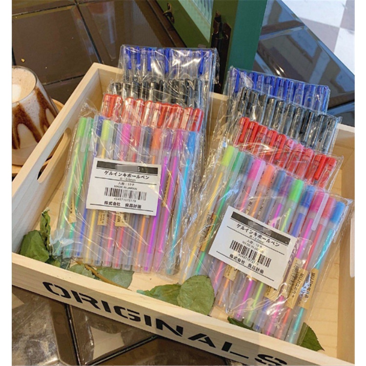 Set 10 Bút Bi 0.38mm MUJI Ngòi 0.5 Tiện Dụng Chất Lượng Cao