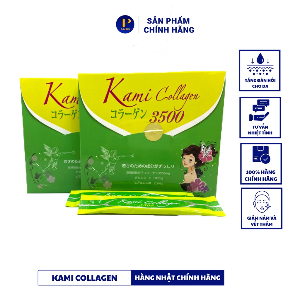 Gói pha uống đẹp da collagen Nhật Bản Kami Collagen 3500 hộp 15 gói