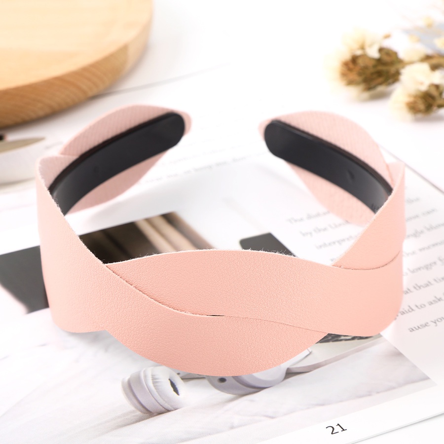 Băng Đô Da Pu Bản Rộng Màu Trơn Phong Cách Hàn Quốc Thời Trang Cho Nữ