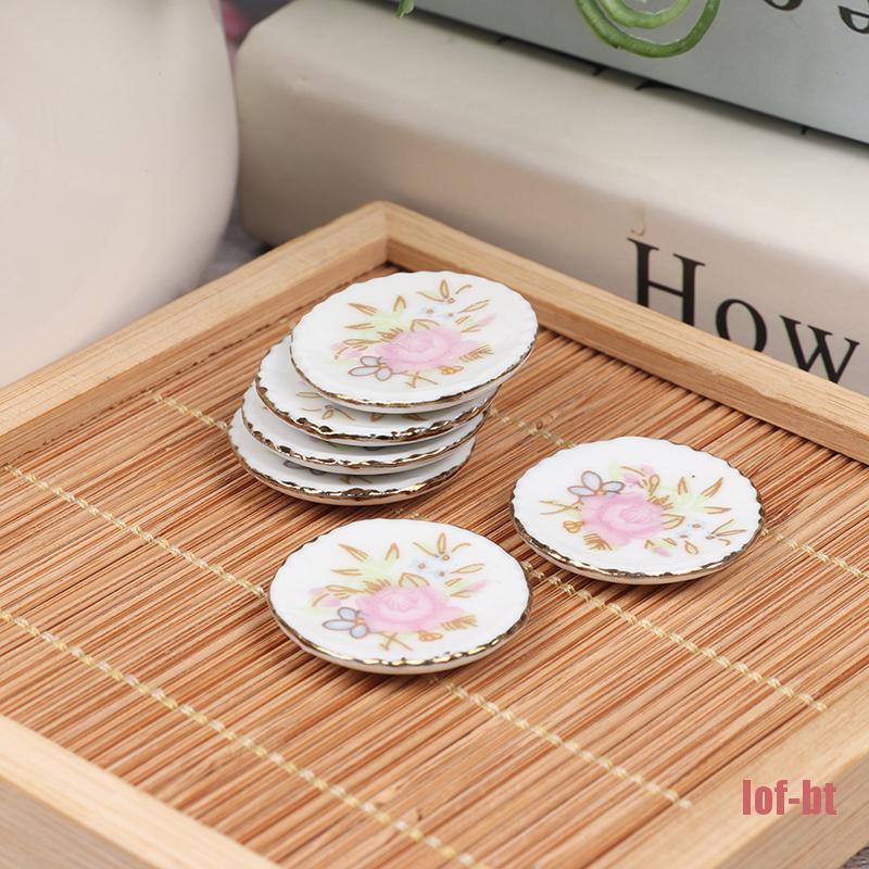 Bộ 2 Đĩa Sứ mini Tỉ Lệ 1 / 12 Trang Trí Nhà Búp Bê Xinh Xắn