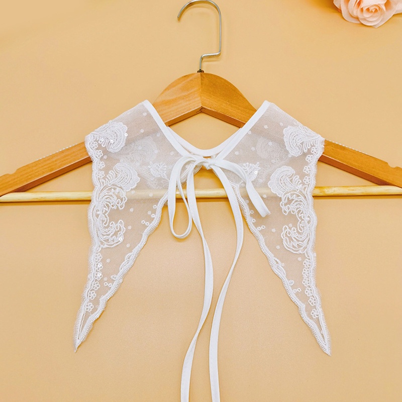 Khăn Choàng Cổ Ren Đính Kim Sa Hình Tam Giác Có Thể Tháo Rời Cho Nữ