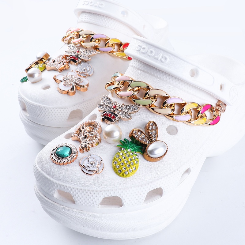 Bộ Phụ Kiện Làm Phụ Kiện Trang Trí Giày Dép Crocs Jibbitz DIY Hình Con Ong Phong Cách retro Châu Âu