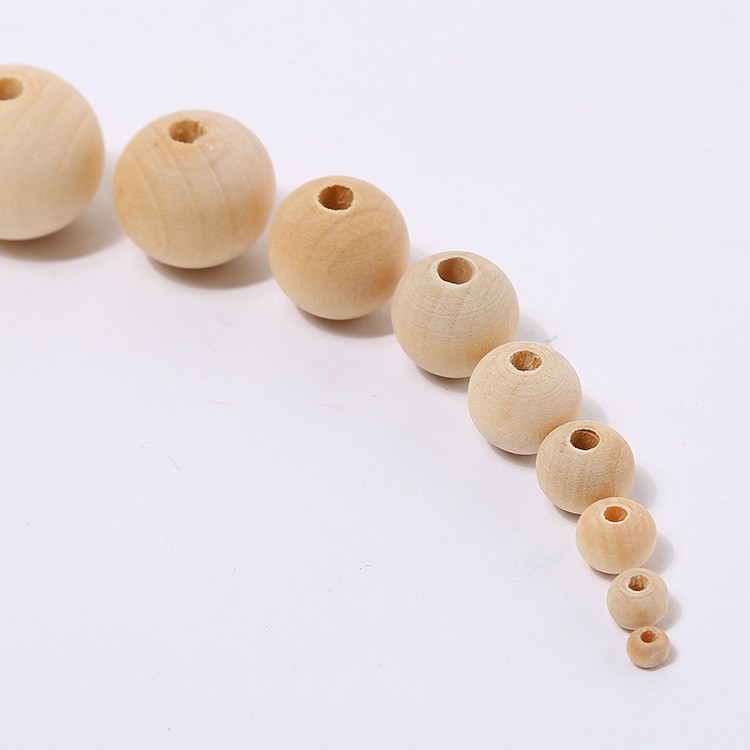 4-60mm Hạt gỗ tròn mộc tự nhiên làm đồ trang sức xâu vòng các kiểu