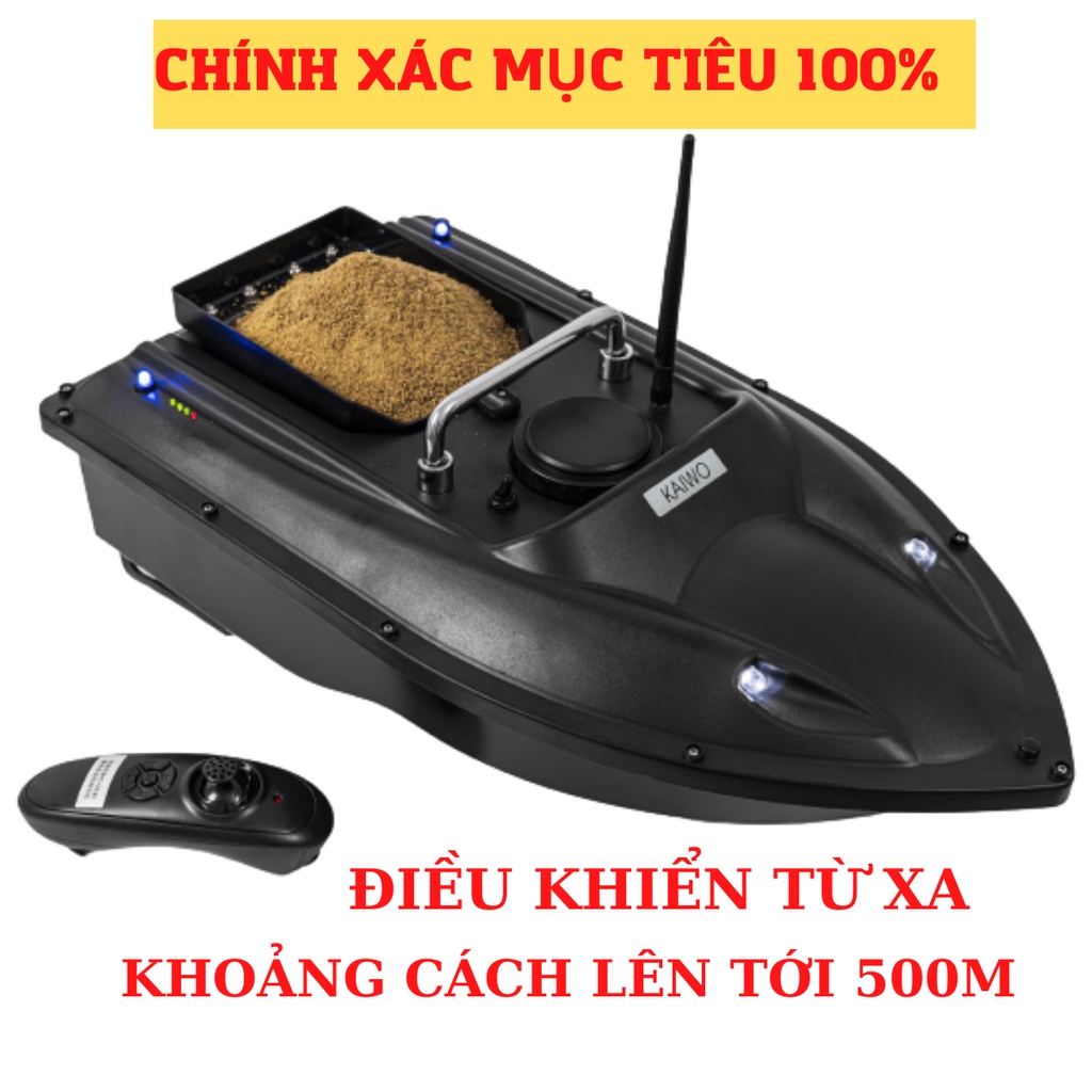 Thuyền Thả Thính Mồi Lưỡi Câu Cá Điều Khiển Từ Xa KAIWO Chính Xác 100% Khoảng Cách Lên Tới 500m