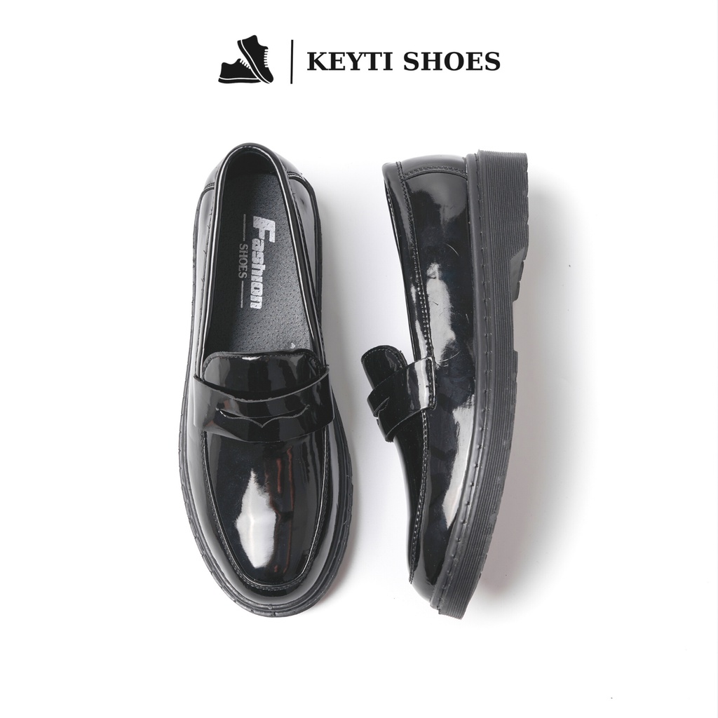 Giày Penny loafer da bóng, đế tăng chiều cao 4cm chống trơn trượt