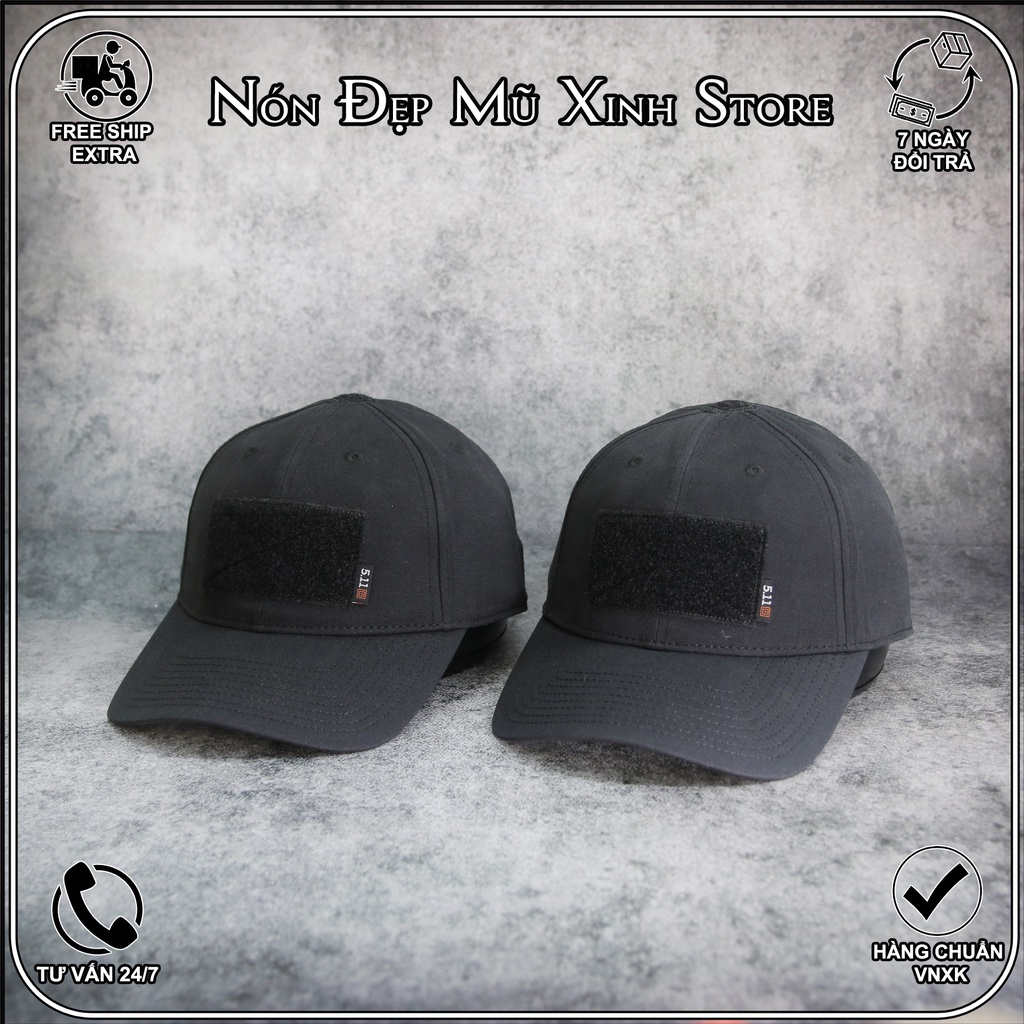 Nón lưỡi trai 5.11 TACTICAL chuẩn hãng, màu đen êm đầu Phối thun cực xịn,khoá dán, thời trang dã ngoại