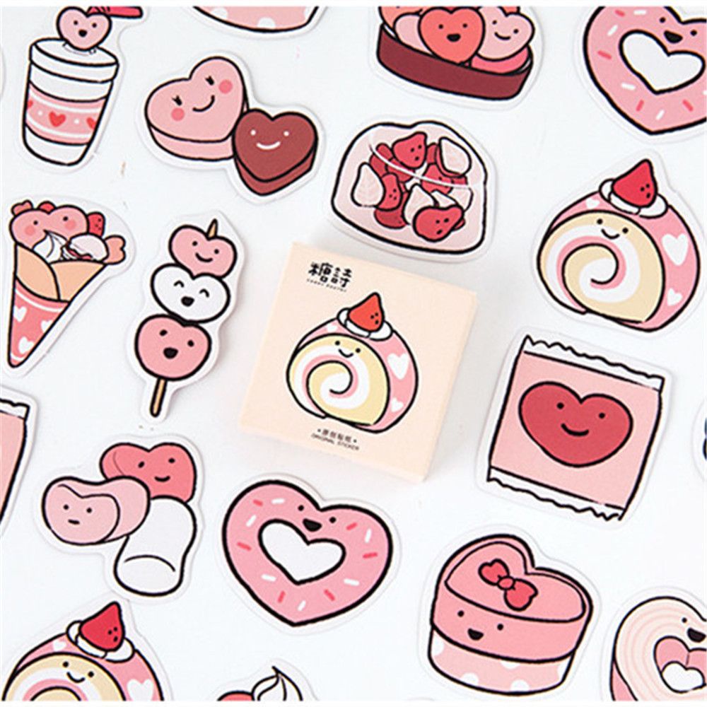 Hộp 45 miếng dán hình món tráng miệng dễ thương dùng trang trí tiện dụng
