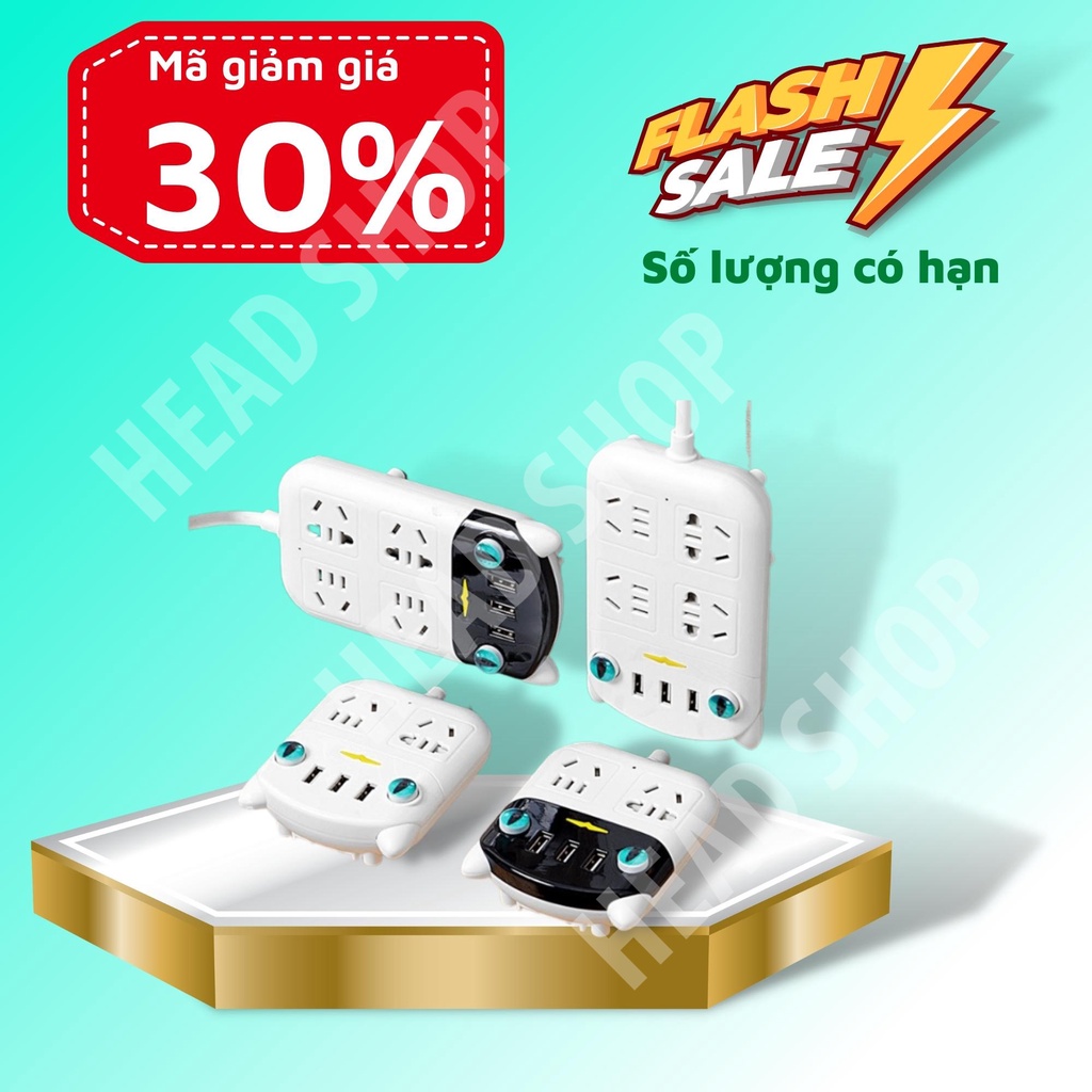 Ổ cắm điện 6 ổ cắm tích hợp 3 cổng USB mèo dễ thương sạc điện thoại (Gía sỉ ) HEAD SHOP