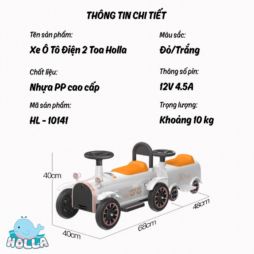 Xe ô tô điện cho bé - oto điện 2 toa HL -10141 mẫu mới 2021