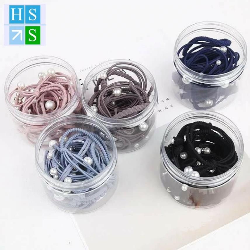 Hộp 12 Dây cột tóc Cutee Hàn Quốc dây buộc tóc ngọc trai 12 kiểu (Giao mầu ngẫu nhiên) - HS Shop Thủ Đức