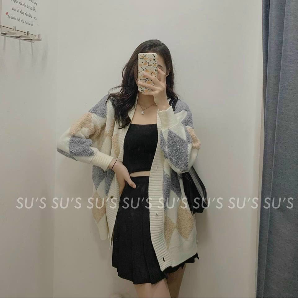 Áo cadigan trám lông cừu