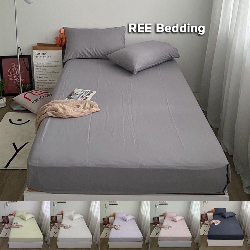 Bộ ga giường và vỏ gối REE Bedding CTC195 Chất Cotton TC đủ kích thước trải nệm 1m2, 1m4, 1m6, 1m8