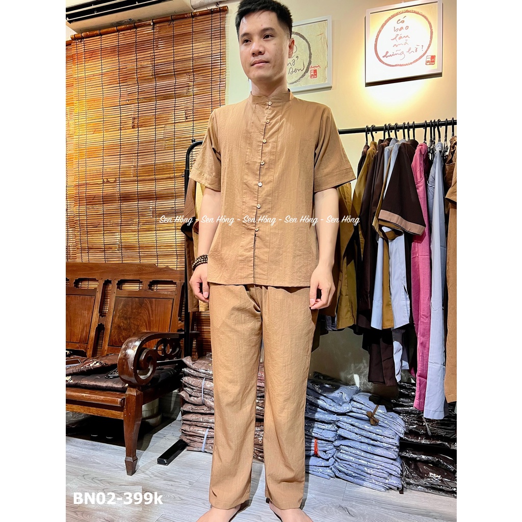 BỘ ĐŨI NHẬT CỔ TÀU NAM - mẫu Phật tử, cư sĩ nam tay ngắn #đồ lam đi chùa, mặc nhà vải mát BN02
