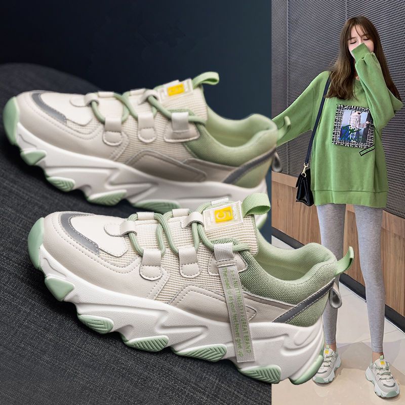 Giày Thể Thao Nữ Độn Đế Sneaker Ulzzang Vạch Sóng Xanh