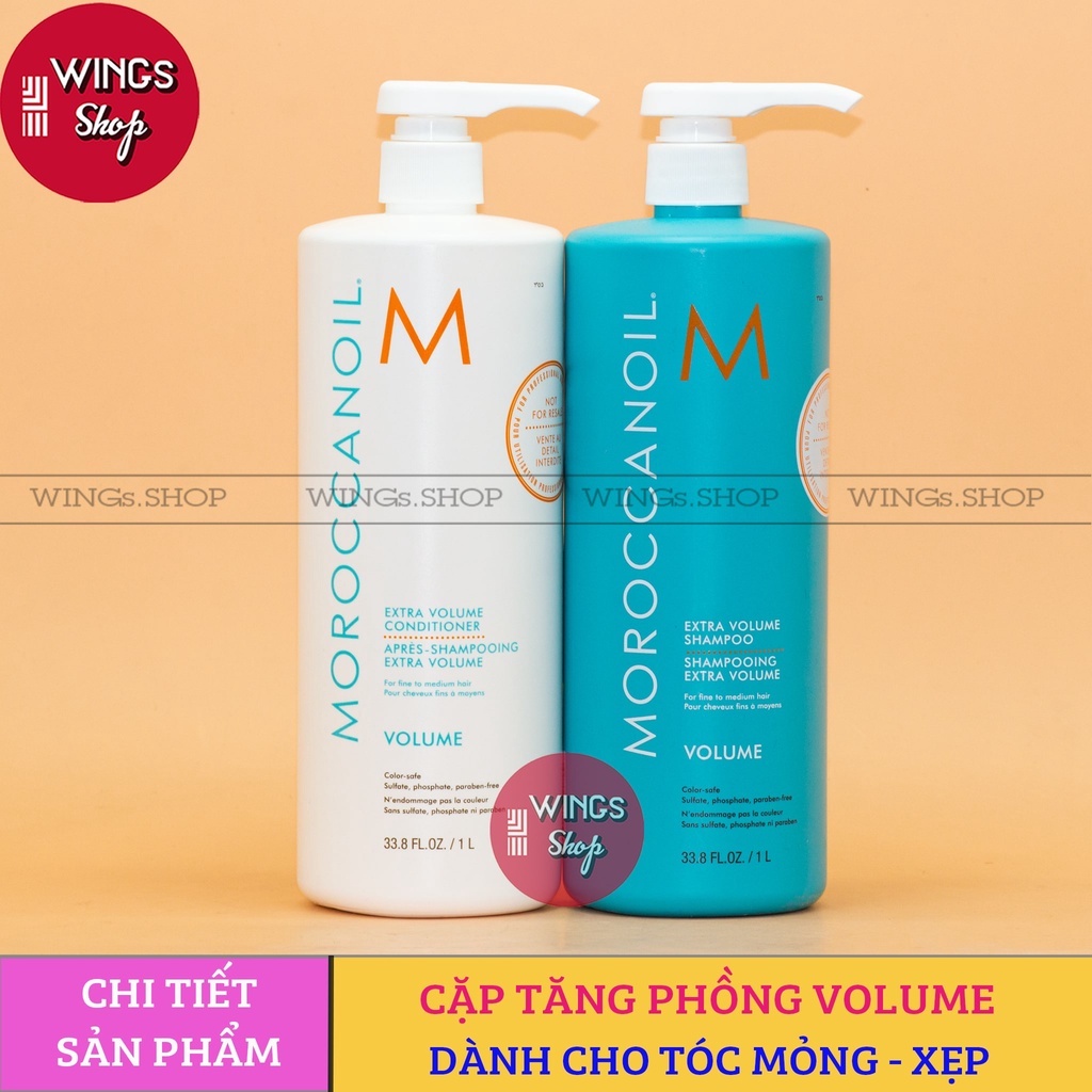 Cặp dầu gội xả Moroccanoil phục hồi, dưỡng ẩm, siêu mềm mượt 1000ML | Wings shop