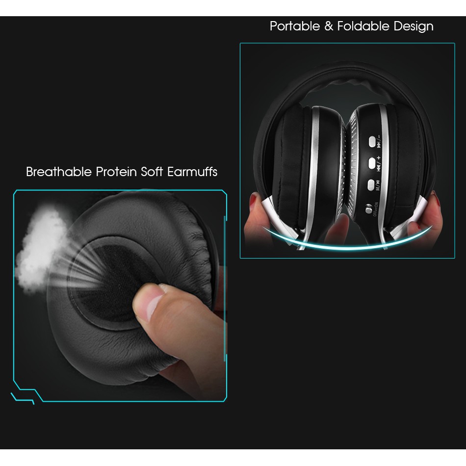 Tai nghe Bluetooth không dây ZEALOT B19 Headphone Bluetooth stereo Bass có micro FM Radio Thẻ TF, màn hình LCD | BigBuy360 - bigbuy360.vn