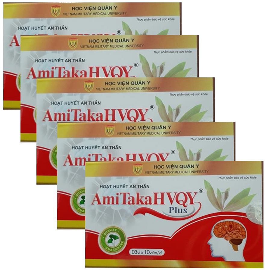 Combo 5 Hoạt Huyết An Thần Amitaka Plus Hvqy Hộp 30 viên