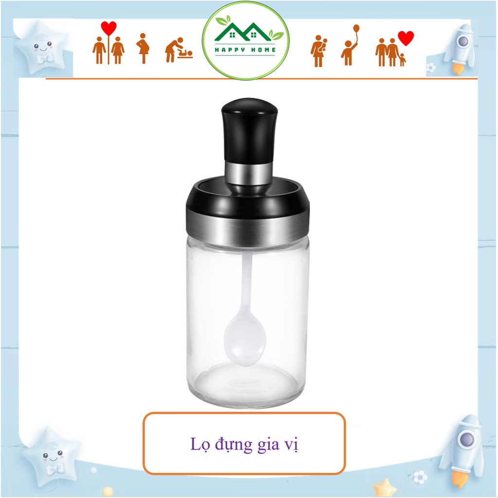 Lọ Đựng Gia Vị Thủy Tinh Kèm Thìa