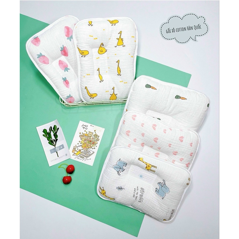 Gối xô cotton Hàn Quốc mềm mịn cho bé sơ sinh _ G09