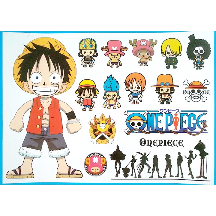 Tấm sticker dán chủ đề ONE PIECE - ĐẢO HẢI TẶC ( kích thước 27cm x 37cm )